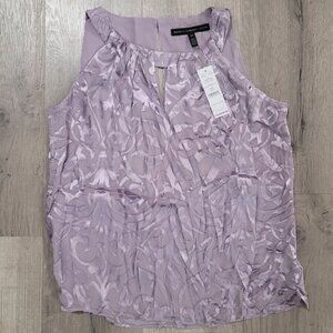 White House Black Market Lavender Sheer Sleeveless Tank Top paisley Size XS